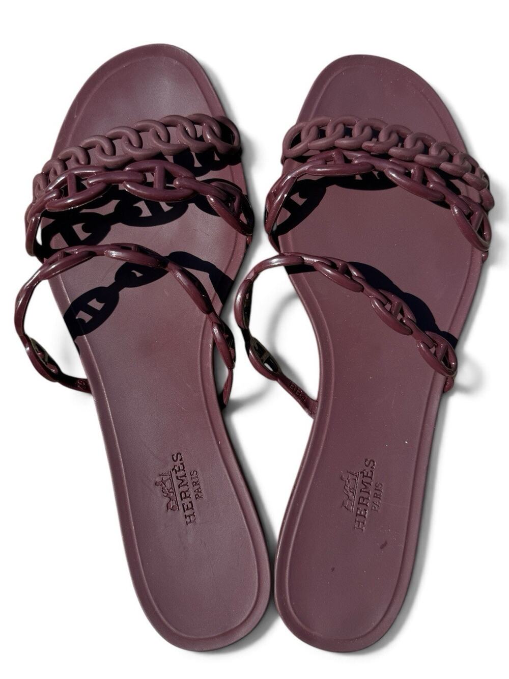 Hermes Island Chaine d’Ancre Jelly Sandals 39 Violet Iris Luxury Designer GUC 9